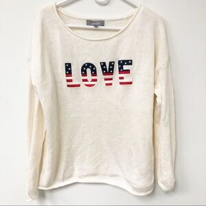 Marled Reunited White LOVE Sweater Size Large